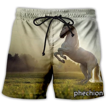 phechion/ Новые модные мужские/женские повседневные шорты с 3D принтом лошади, Уличная одежда, Мужские свободные спортивные шорты L130