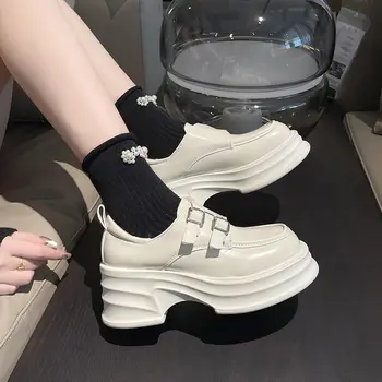 Обувь Lefu дышащая корейская версия обуви Мэри Джейн в стиле колледжа на толстом каблуке, японская модная женская обувь в стиле ретро на среднем каблуке