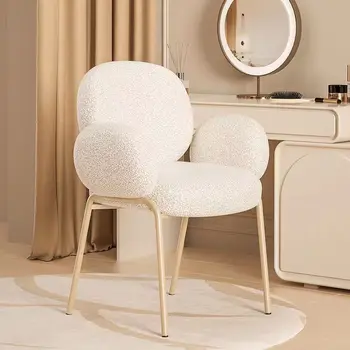 Стулья для гостиной, обеденные стулья в Скандинавском стиле, подлокотник, спинка, кресло для отдыха, простой стул для переодевания из Овечьего флиса, расслабляющий стул.