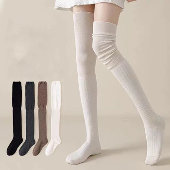 Горячие женские носки, весна-осень, однотонные хлопчатобумажные милые гольфы, нескользящие, впитывающие пот, дышащие Женские длинные носки