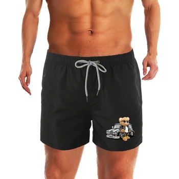 Быстросохнущие шорты с принтом плюшевого мишки, летние мужские плавки, купальники, пляжные шорты, плавательные штаны, пляжная одежда для мужчин