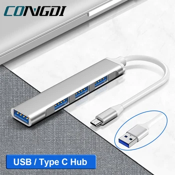 USB-концентратор 3.0 + 2.0 с 4 портами USB-разветвитель, док-станция USB C-концентратор, для телефонов Macbook Pro Air Mi PC, аксессуаров для ноутбуков Type C-концентратор