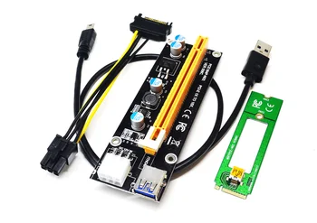 Новый ОТ 1X До 16X M2 NGFF PCI-E PCI Express Extender Riser Card Адаптер 60 СМ USB 3.0 Кабель 6Pin Кабель Питания Для Майнинга Bitcoin Miner