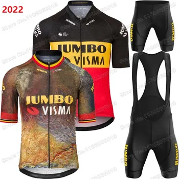 2022 Jumbo Visma Бельгия Комплект Велосипедной Майки France Tour Мужская Велосипедная Одежда Wout van Aert Дорожный Велосипед Рубашка Костюм MTB Fietskleding
