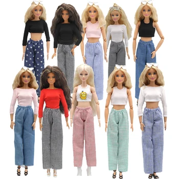 Одежда для куклы 1-6, модный топ без рукавов и повседневные брюки, Джинсовая сетка, аксессуары для повседневной носки, одежда для куклы Барби
