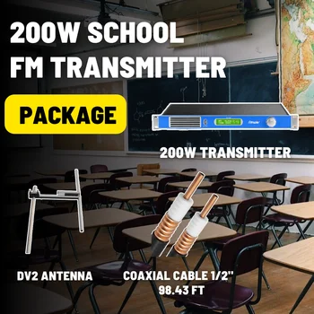 FM-стереопередатчик Fmuser мощностью 200 Вт для школьной радиостанции с антенным комплектом