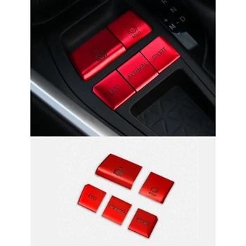 5ШТ Красный центральный механизм управления Мультимедийная кнопка Накладка Наклейка Аксессуары для Toyota RAV4 2019-2021