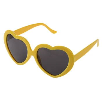 2X модные солнцезащитные очки в форме сердца с забавной летней любовью желтого цвета