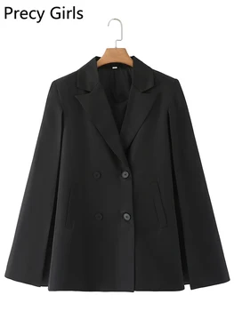 Женская весенняя мода 2023, однобортный жакет в стиле офисной леди, пальто, молодежный воротник с лацканами, пальто-шаль, шикарные однотонные пальто