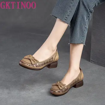 GKTINOO/ босоножки из натуральной кожи, женская обувь на низком каблуке, коллекция 2023 года, весна-лето, женская модная обувь с круглым носком и мягкой подошвой, большой размер