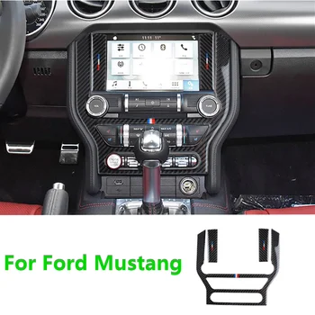 Наклейки на рамку консоли автомобиля из углеродного волокна для Ford Mustang 2015-2019 Центральная панель управления Автомобиля, чехлы для компакт-дисков переменного тока, Стайлинг автомобиля