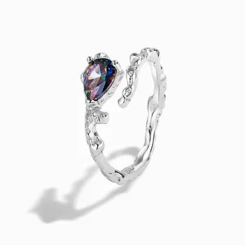 2023 Европейские и американские мужские и женские кольца из стерлингового серебра S925 неправильной формы с кристаллами Универсальное открытое кольцо