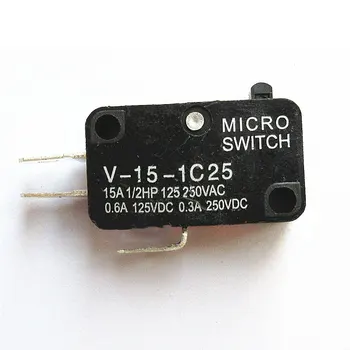 10шт Микроконтактный выключатель автоматики безопасности V-15-1C25 Роликовый рычажный защелкивающийся 250V 16A 1NO 1NC