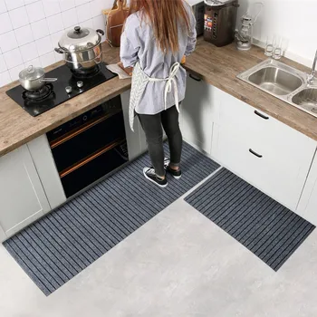 Серый кухонный коврик Длинный водонепроницаемый маслопоглощающий коврик для ног, не скользящий и маслопоглощающий Домашние кухонные ковры, не требующие чистки, коврик
