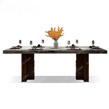Мраморный обеденный стол Бытовой Современный минималистичный Прямоугольный Обеденный стол для больших и малых квартир, виллы, Обеденные столы