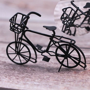 1Pc Миниатюрный велосипед для кукольного домика 1:12, Модель велосипеда из черного металла, Спортивная игрушка на открытом воздухе, Детская игрушка для ролевых игр, Аксессуары для кукольного домика