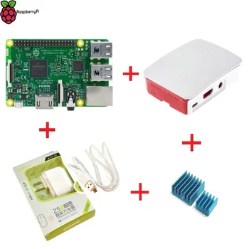Raspberry Pi 3 Model B 1 ГБ Оперативной Памяти 1,2 ГГц Четырехъядерный ARM 64-Битный процессор с Официальным Корпусом + Зарядное устройство + Радиатор Бесплатная Доставка