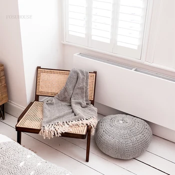 Скандинавские стулья для гостиной из массива дерева, креативная мебель для дома, Современный стул с плетеной спинкой из ротанга, кабинет, балкон, ленивый шезлонг