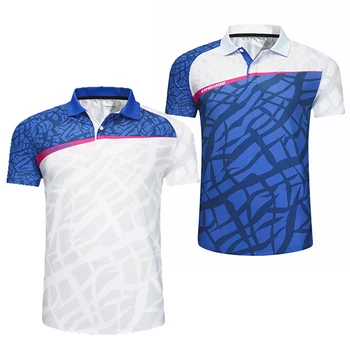 Мужская рубашка Поло для бадминтона, одежда для настольного тенниса, Женская теннисная футболка, Быстросохнущая Мужская футболка для фитнеса, Мужская спортивная одежда для бега