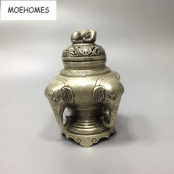 MOEHOMES Китайское буддийское руководство старое серебро медный талисман Статуэтки Слона курильница для благовоний украшения из металла ручной работы