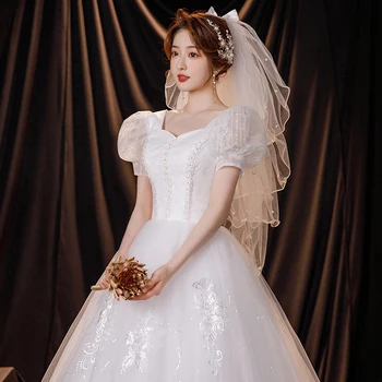 Robe De Marrage Новое Свадебное платье Принцессы, Бальное платье, Милое свадебное платье с пышными рукавами, Расшитое Бисером, vestidos de novia 2021, Корейское