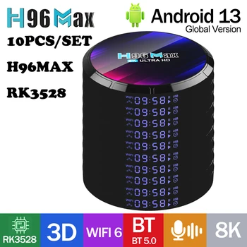 10 шт./компл. H96 MAX RK3528 Smart TV Box Android13 BT 8K 2.4G/5G Двойной WiFi6 Оптовые продажи Быстрая Телевизионная приставка 3D HDR Youtube Netflix TV
