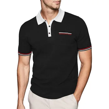 Летняя новая мужская однотонная рубашка-поло, повседневная классическая модная футболка с коротким рукавом для гольфа