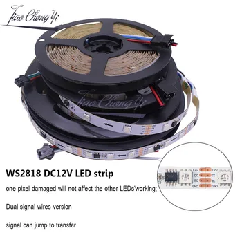 WS2818 IC DC12V 5050 RGB полноцветная светодиодная лента с точкой останова непрерывная 30 60 светодиодов/М Пикселей Цифровая Гибкая Лента Smart Tape