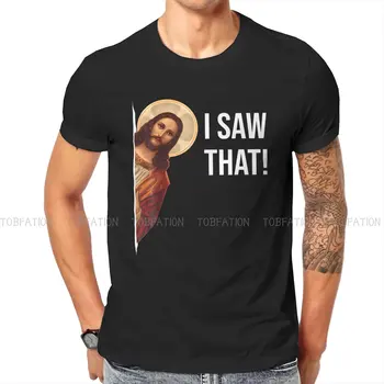Цитата Мема Иисуса Я видел Эту Христианскую футболку с круглым вырезом Из чистого хлопка, Оригинальную футболку, Мужские топы, Индивидуальность, Пушистый