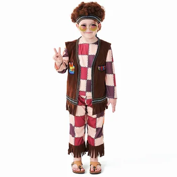 Детский костюм хиппи в стиле ретро 60-х 70-х годов, костюмы для вечеринки в стиле диско в стиле хип-хоп для мальчиков на Хэллоуин