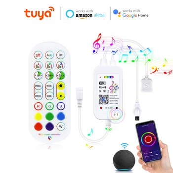 Приложение Tuya 12 В постоянного тока, контроллер LED RGB, приложение Wifi и пульт дистанционного управления，Работайте с Alexa и Google Home для получения 4-контактной светодиодной ленты RGB и неоновой ленты RGB
