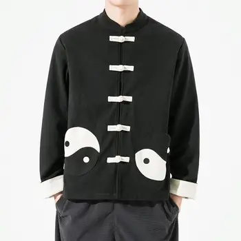 Китайские куртки Мужская Традиционная Танская блузка Топ Чонсам Тайцзицюань Кунг-фу Ханфу Свободное пальто Восточная Японская мода Уличная одежда