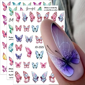 3D наклейки для нейл-арта с бабочками, красочные наклейки для нейл-арта с бабочками, наклейки для ногтей, женские принадлежности для ногтей для девочек