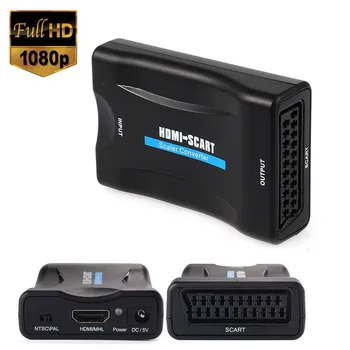 50set 1080P HDMI-SCART-HDMI Композитный Видео Стерео Конвертер Аудио Адаптер с USB-Кабелем Для Sky Box HD TV DVD STB