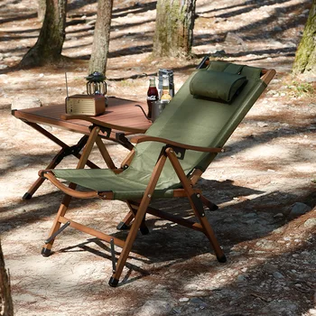 Ленивый Уличный складной стул, Переносной пляжный стул для обеденного перерыва, стул для отдыха с регулируемым подголовником, Садовый чай для отдыха из массива дерева