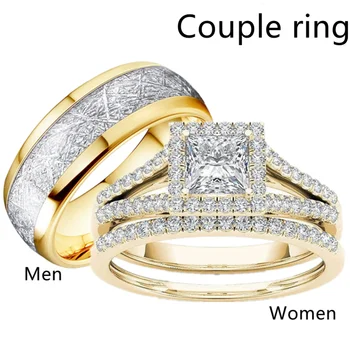 Роскошная пара, кольцо с цирконом, Геометрическое кольцо с цирконовой короной, Обручальные кольца для женщин, ювелирные изделия из нержавеющей стали, подарок на годовщину вечеринки