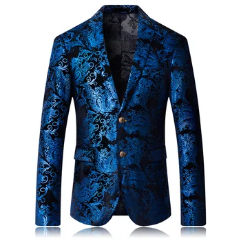 Высококачественный мужской костюм, куртка с модным принтом, новинка 2019 года, повседневный свадебный сценический деловой костюм, пальто в цветочек, M-5XL