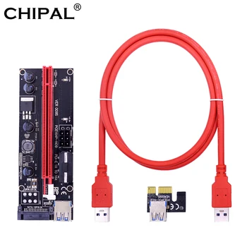 CHIPAL 009S PCI-E 1X 16X Riser Card 009 PCI Express 4Pin 6Pin SATA Molex Power 1M USB 3.0 Кабель для Передачи Данных Litecoin Bitcoin Miner