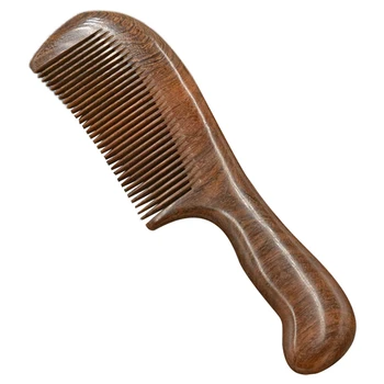 Расческа с широкими зубьями из сандалового дерева для вьющихся волос, портативная деревянная расческа с грубыми зубьями, инструмент для массажа волос