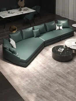 новый итальянский роскошный дизайнерский кожаный диван 2023 года, угловой латексный диван особой формы для гостиной