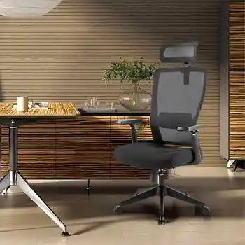 Эргономичный офисный стул с регулируемым подголовником и поясничной поддержкой, компьютерный сетчатый стул с высокой спинкой для дома и офиса
