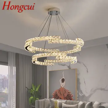 Современный хрустальный подвесной светильник Hongcui с круглыми кольцами, светодиодные креативные светильники, декор люстры для гостиной столовой отеля, освещение
