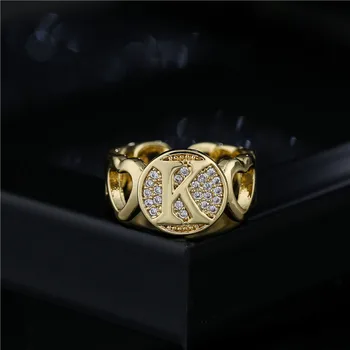 Mafisar Модные Золотые кольца с фианитами и буквами, открытый дизайн, Кубинская цепочка с сердечком, Начальное кольцо для женщин, вечерние украшения, подарок на День рождения