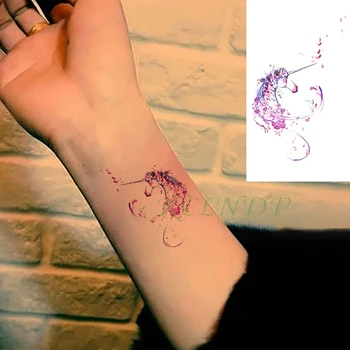 Водонепроницаемая временная татуировка наклейка единорог поддельная татуировка флэш-тату Татуаж запястье нога рука рука для девушки Женщины Мужчины