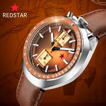 Суперсветящиеся мужские часы с хроногафом RED STAR ST1901 Водонепроницаемые пилотные часы из нержавеющей стали Мужские механические наручные часы