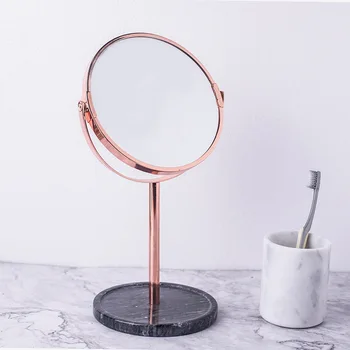 Настольное зеркало для макияжа из мрамора, вращающееся зеркало для домашнего туалетного столика, настольные украшения