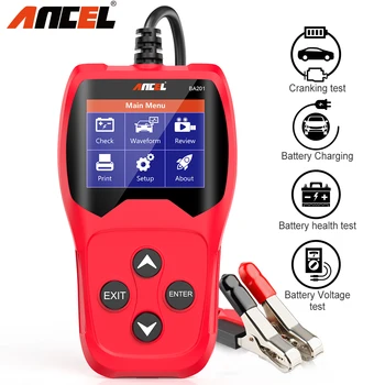 ANCEL BA201 Car Motorcycle Battery Tester Анализирует Инструменты Для тестирования Автомобильного Аккумулятора 2000CCA 12V Загрузка Быстрый Проворот Зарядка Диагностика